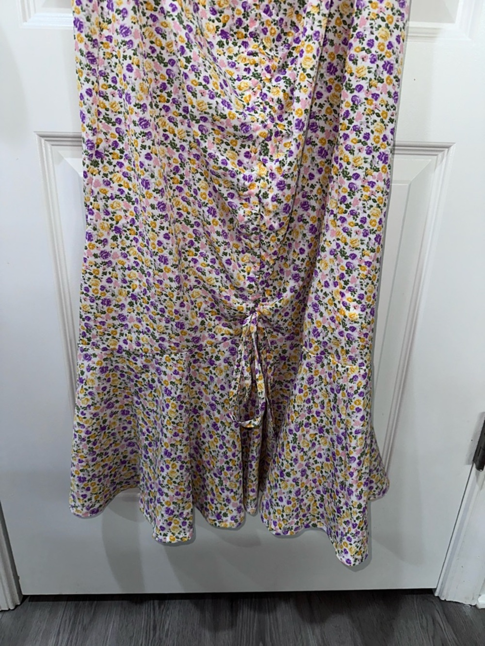 CUPSHE NWT Floral Ruched Midi Dress | Size XL | Cottagecore Garden Party - Picture 6 of 12